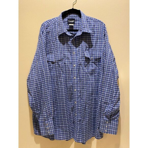 Wrangler Men's Sz 3XL Pearl Snap Western Long Sleeve Shirt Check Pockets EUC - Picture 3 of 8